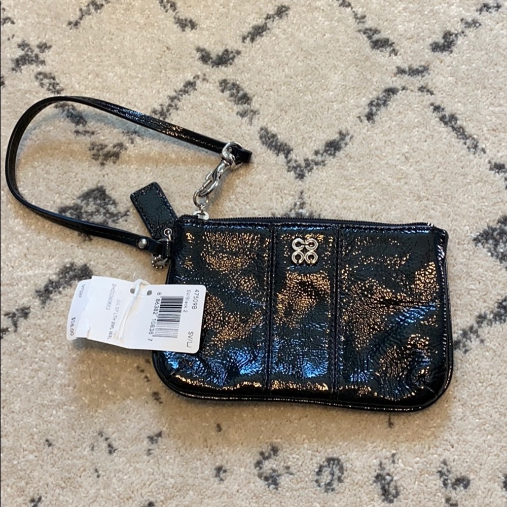 Coach black patent leather wristlet